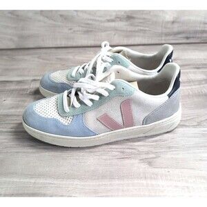 Veja V-10 Suede Trainers - Multico/Rose/Natural Women's Size 10 ( READ )